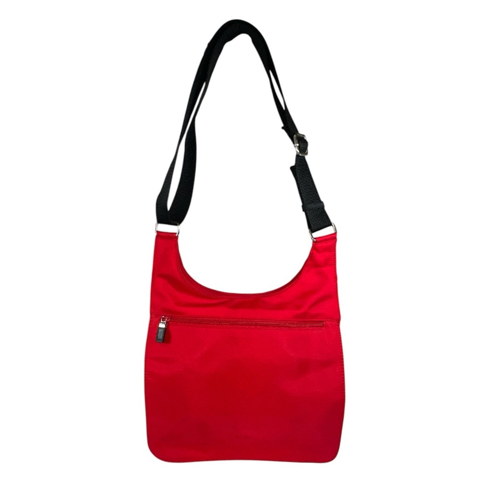 Red Nylon Crossbody Travel Bag Adjustable Strap Lightweight Everyday Casual